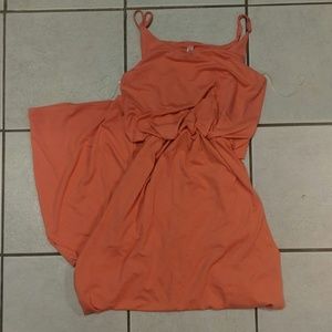 Coral Maxi Dress Spaghetti Straps with Pockets. Sm